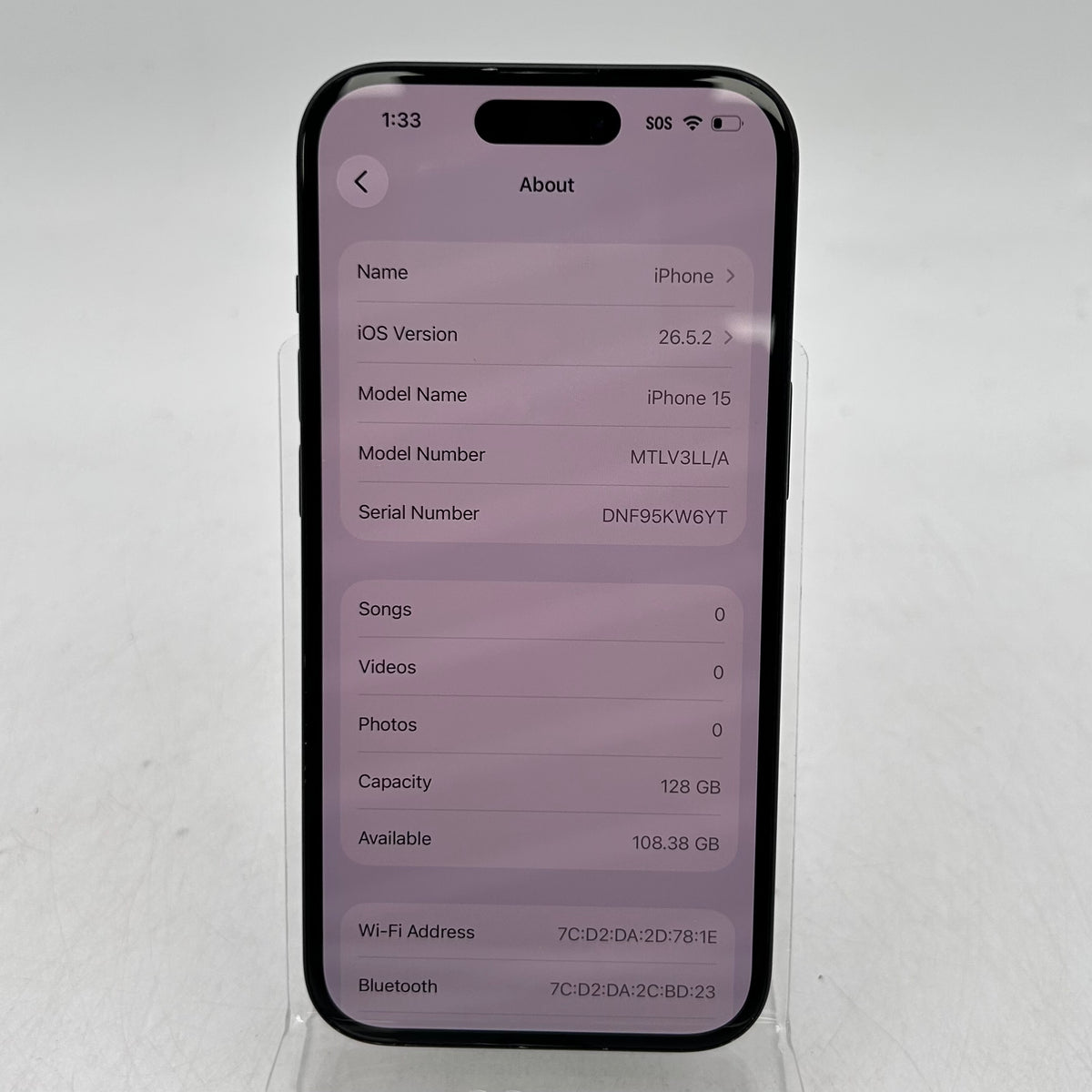 Factory Unlocked Apple iPhone 15 128GB Black MTLV3LL/A