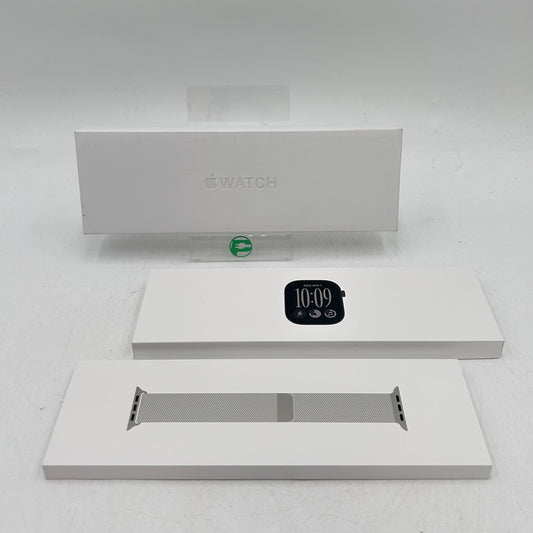 New Unlocked Apple Watch Series 12 46MM Black Aluminum Milanese Loop MJJJ4LS/A
