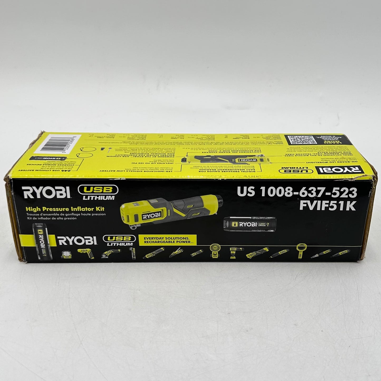 New Ryobi FVIF51K 4V High Pressure Inflator Kit