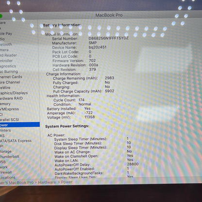 2014 Apple MacBook Pro 13.3" i5 2.6GHz 8GB RAM 128GB SSD Silver A1502 Read