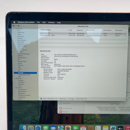 2020 Apple MacBook Air 13.3" i3 1.1GHz 8GB RAM 256GB SSD Gold A2179