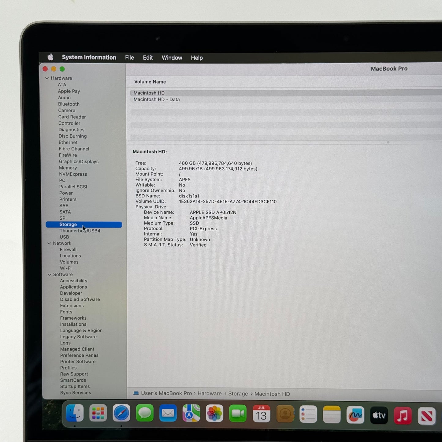 2020 Apple MacBook Pro 13.3" i5 2.0GHz 16GB RAM 512GB SSD Space Gray A2251
