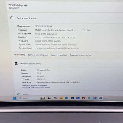 Lenovo ThinkPad E16 Gen 1 21JT 16" AMD Ryzen 5 7430U 2.3GHz 16GB RAM 1TB SSD