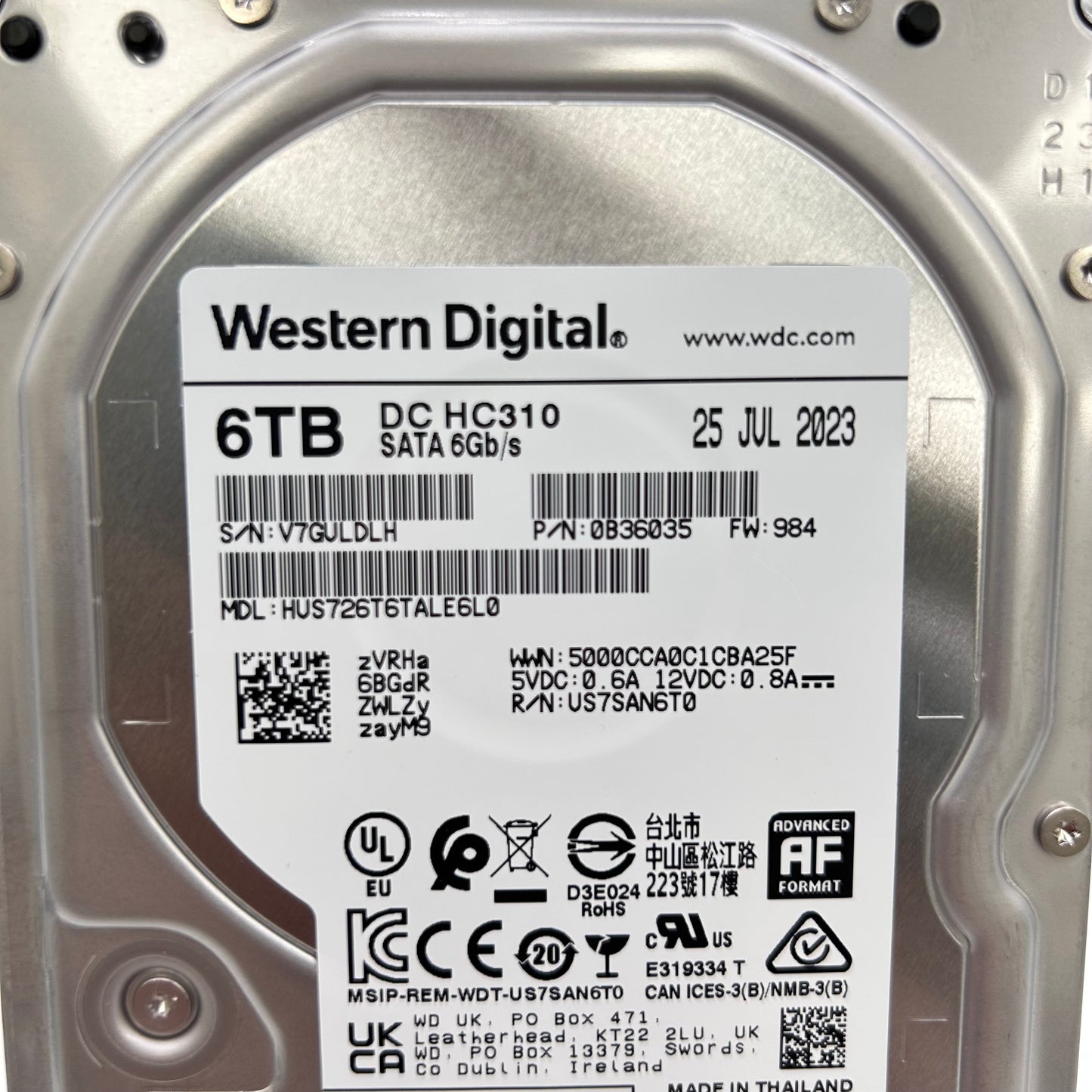 Western Digital WD 3.5" UltraStar DC HC310 6TB SATA III 6Gbps HDD 0B36035