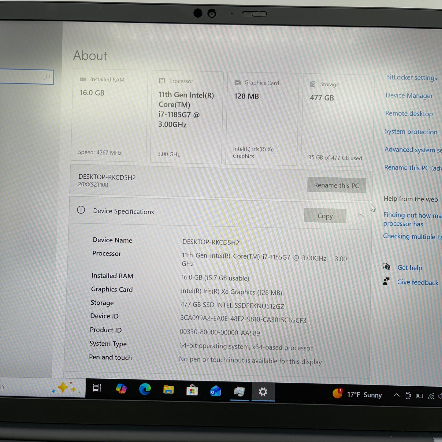 Lenovo ThinkPad X1 CARBON GEN 9 14" i7-1185G7 3.0GHz 16GB RAM 512GB SSD