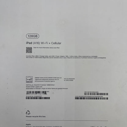 Unlocked Apple iPad 11" (A16) 128GB Silver MD7F4LL/A