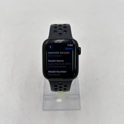 GPS Only Apple Watch SE 2nd Gen 40MM Midnight Aluminum Nike Sport Band MNT73LL/A
