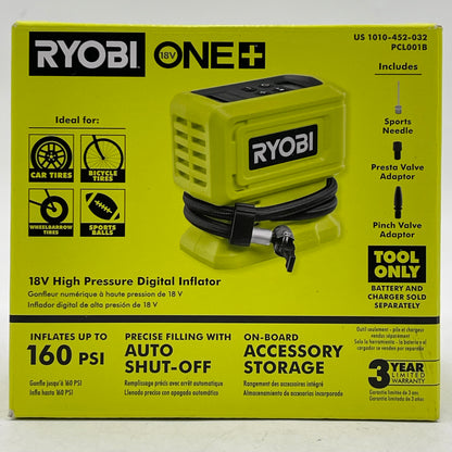 New Ryobi PCL001B 18V high Pressure Digital Inflator