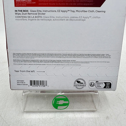 New Zagg Glass Elite Perfect Fit Tempered Glass for iPhone 16 Pro 450-17781-B
