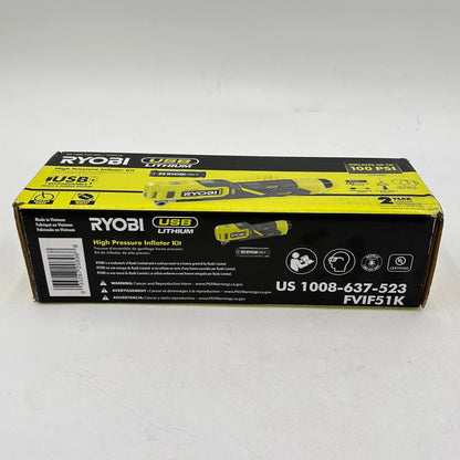 New Ryobi FVIF51K 4V High Pressure Inflator Kit