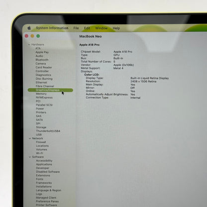 2026 Apple MacBook Neo 13" A18 Pro 5C GPU 4.0GHz 8GB RAM 256GB SSD MHFD4LL/A