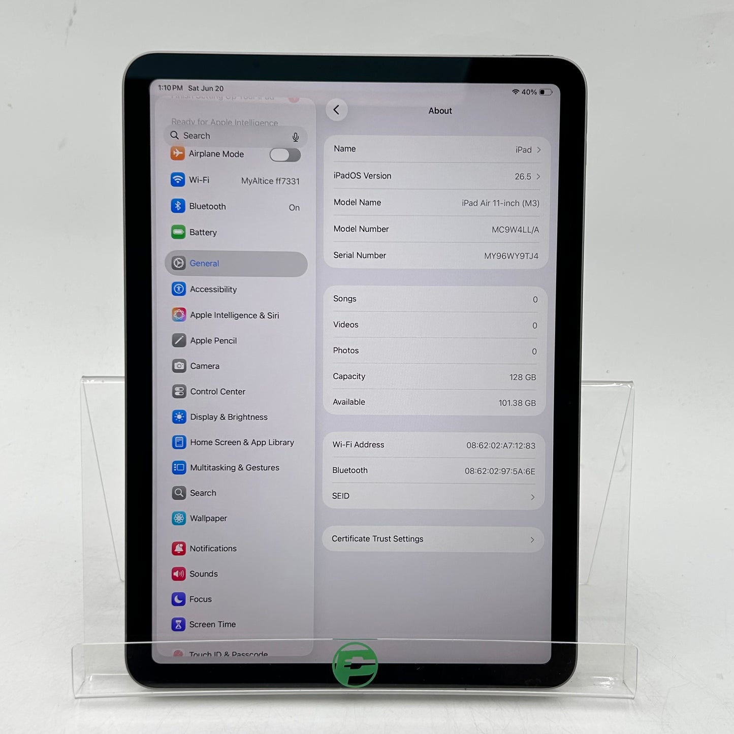WiFi Only Apple iPad Air 11" M3 128GB Space Gray MC9W4LL/A