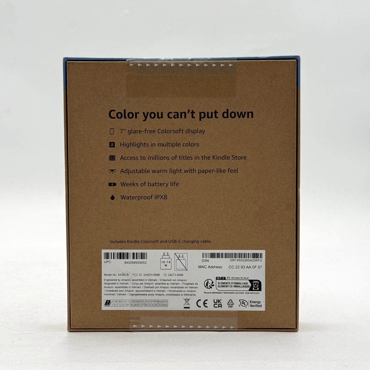New Amazon Kindle Colorsoft 16GB 7" E-Reader SA58CB Black