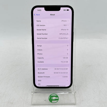 T-Mobile Apple iPhone 14 128GB Midnight MPUA3LL/A