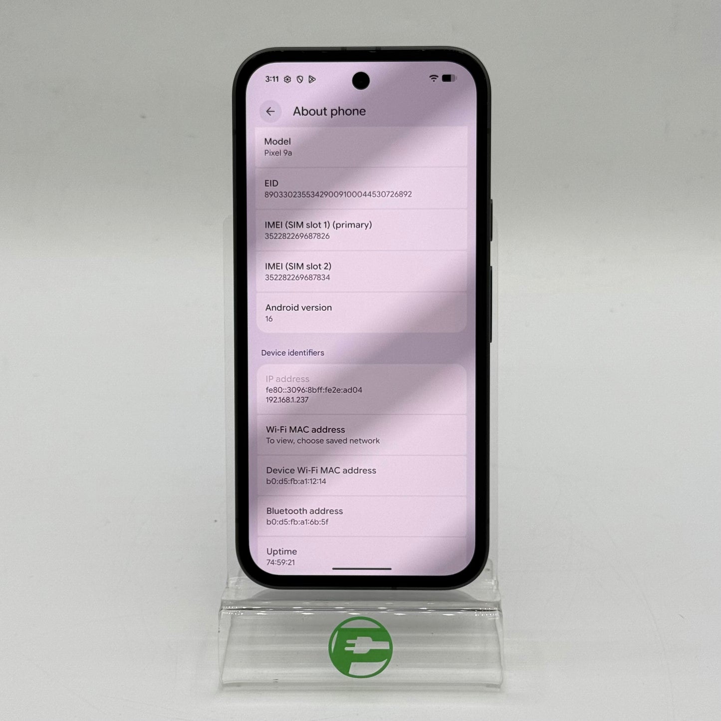 Unlocked Google Pixel 9A 128GB Obsidian GTF7P