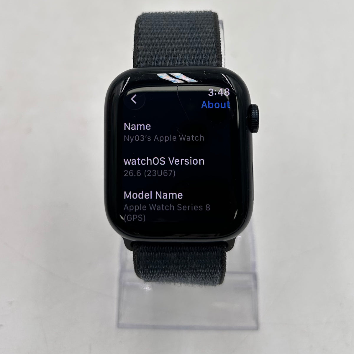 GPS Only Apple Watch Series 8 45MM Black Aluminum Dark Gray Sport Loop MNP13LZ/A