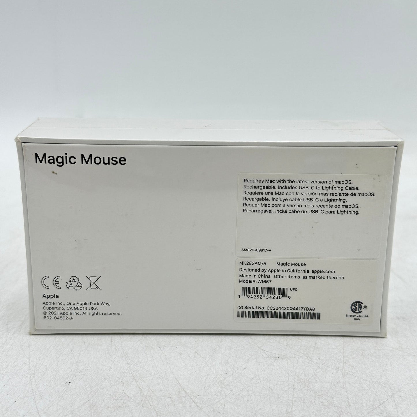 New Apple Magic Mouse 2 White MK2E3AM/A A1657