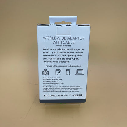 New Travelsmart Worldwide Adapter With Cable