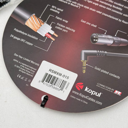 New Kopul Audio Interconnect 1/8" Mini To XLR Cable RSMXM-015 (1.5 ft.)