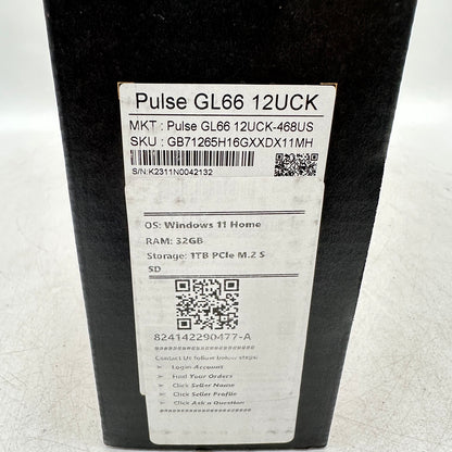 MSI Pulse GL66 12UCK-468 15.6" i7-12650H 2.7GHz 32GB RAM 1TB SSD GeForce RTX3050