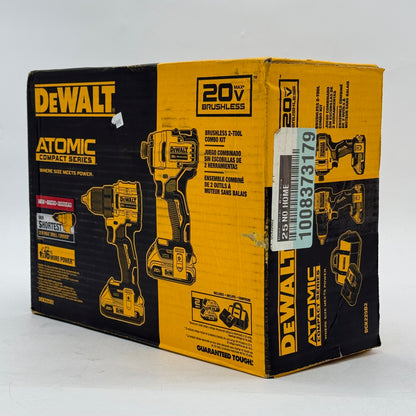 New DeWalt DCK225D2 20V MAX Atomic Compact Series Brushless 2-Tool Combo Kit