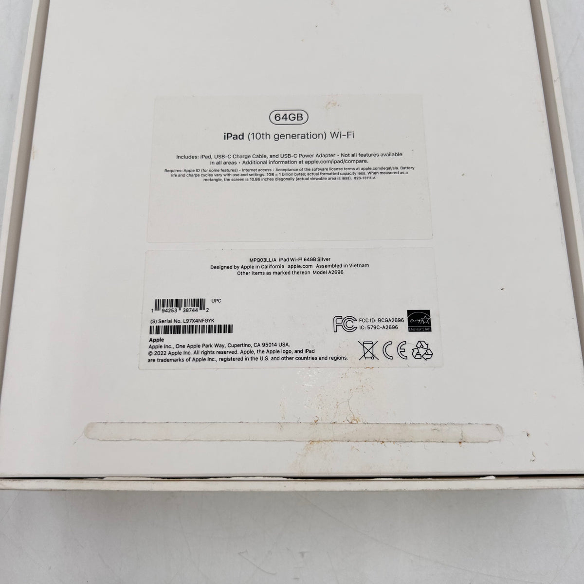 WiFi Only Apple iPad 10th Gen 64GB Silver MPQ03LL/A