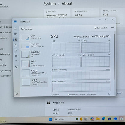 Asus TUF A16 FA607N 16" Ryzen 5 7535HS 3.3GHz 16GB RAM 1TB SSD GeForce RTX 4050