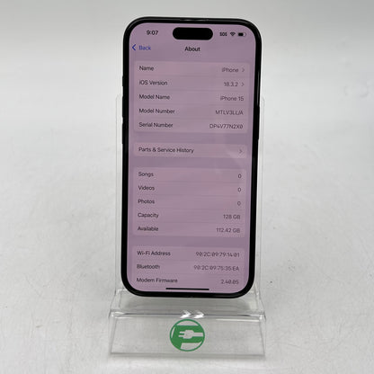 Broken Wi-Fi Only Apple iPhone 15 128GB 18.3.2 MTLV3LL/A Read