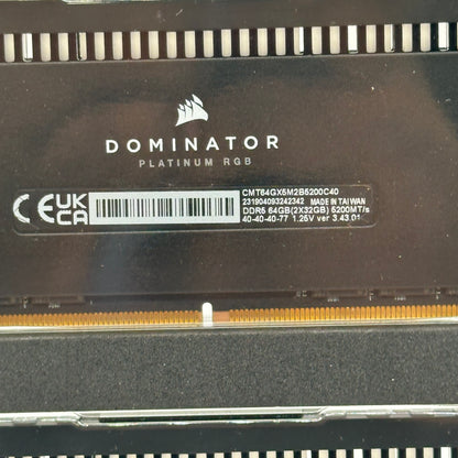 Corsair Dominator Platinum RGB 64GB (2x32GB) RAM DDR5 5200MHz CMT64GX5M2B5200C40