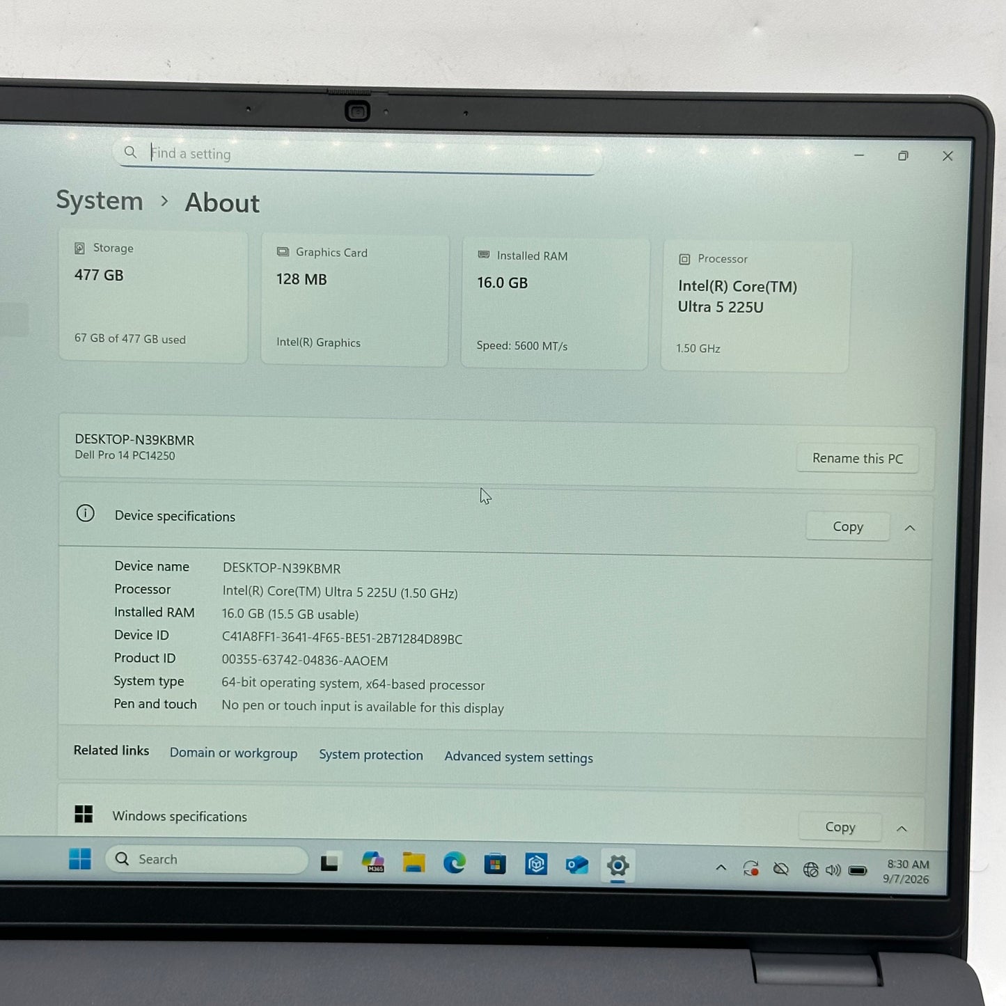 Dell Pro 14 PC14250 14" Core Ultra 5 235U 1.5GHz 16GB RAM 512GB SSD
