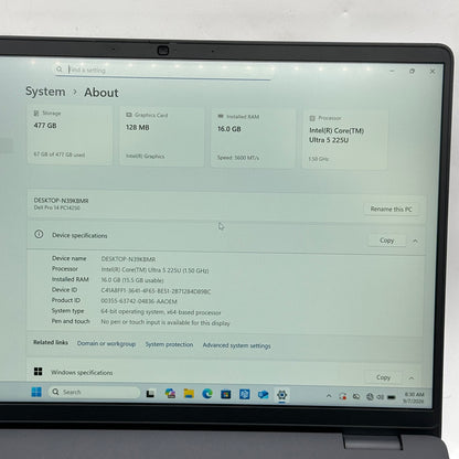 Dell Pro 14 PC14250 14" Core Ultra 5 235U 1.5GHz 16GB RAM 512GB SSD