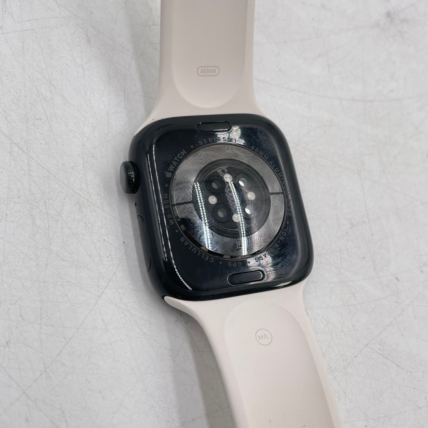 Unlocked Apple Watch Series 11 46MM Jet Black Aluminum Starlight Sport Band 