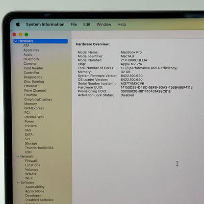2023 Apple MacBook Pro 14" M2 Pro 19C GPU 3.5GHz 32GB RAM 1TB SSD A2779