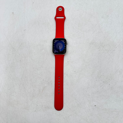 Unlocked Apple Watch SE 2nd Gen 44MM Starlight Aluminum w/ Red Sport Band A2727