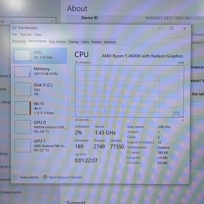 Asus TUF A15 15.6" Ryzen 5 4600H 3.0GHz 8GB RAM 512GB SSD GeForce GTX 1650
