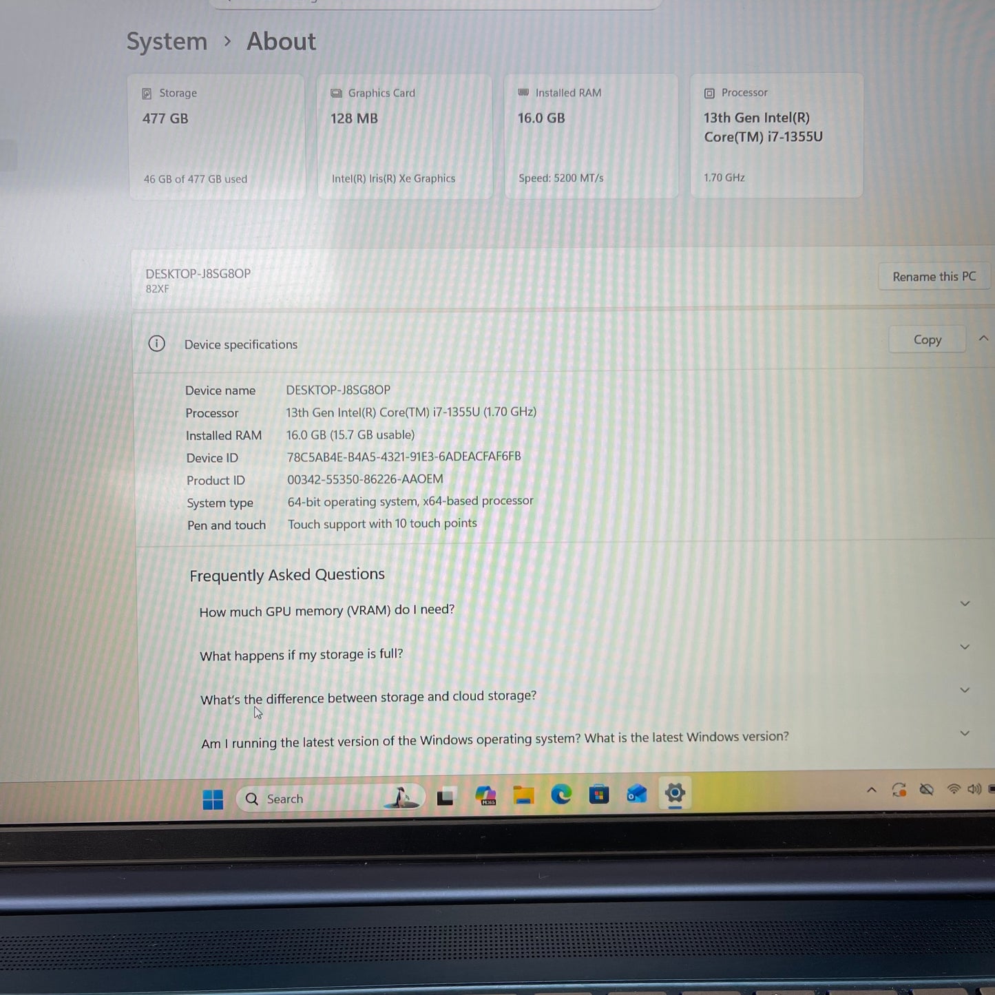 Lenovo IdeaPad Slim 5 Gen 8 16" i7-1355U 1.7GHz 16GB RAM 512GB SSD