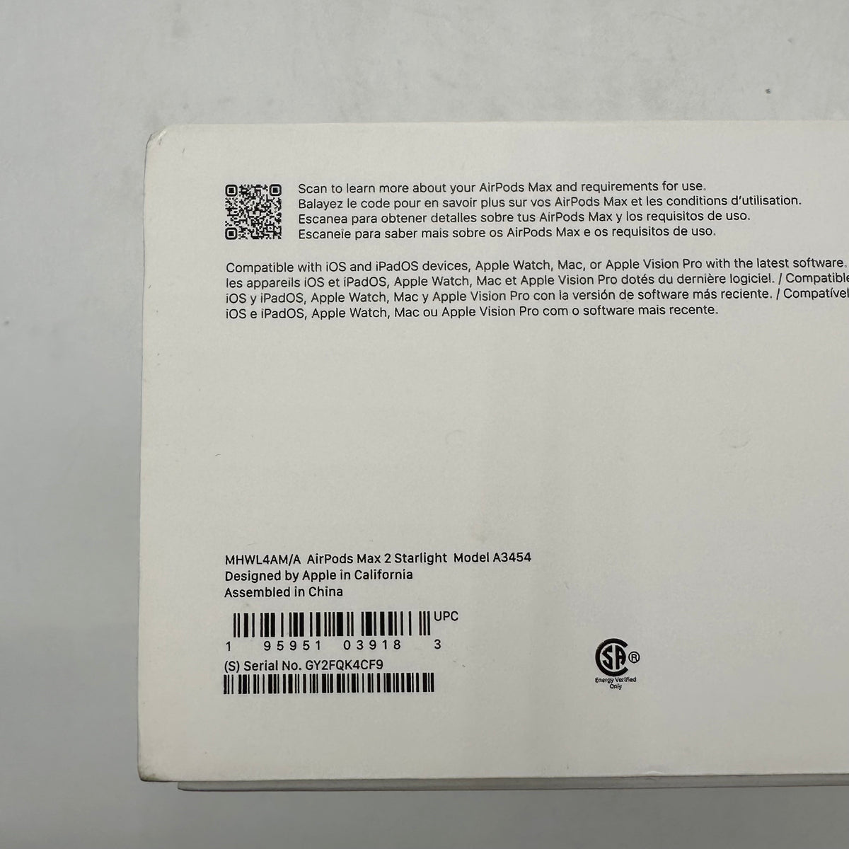 New Apple AirPods Max 2 Wireless Over-Ear Headphones Starlight MHWL4AM/A