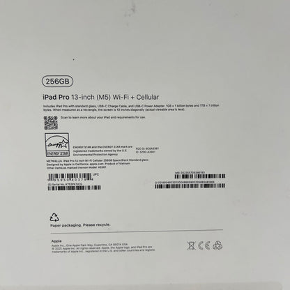 Unlocked Apple iPad Pro 13" M5 256GB Space Black ME7W4LL/A