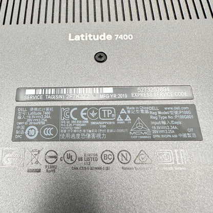 Dell Latitude 7400 P100G 14" i7-8665U 1.9GHz 16GB RAM 256GB SSD READ