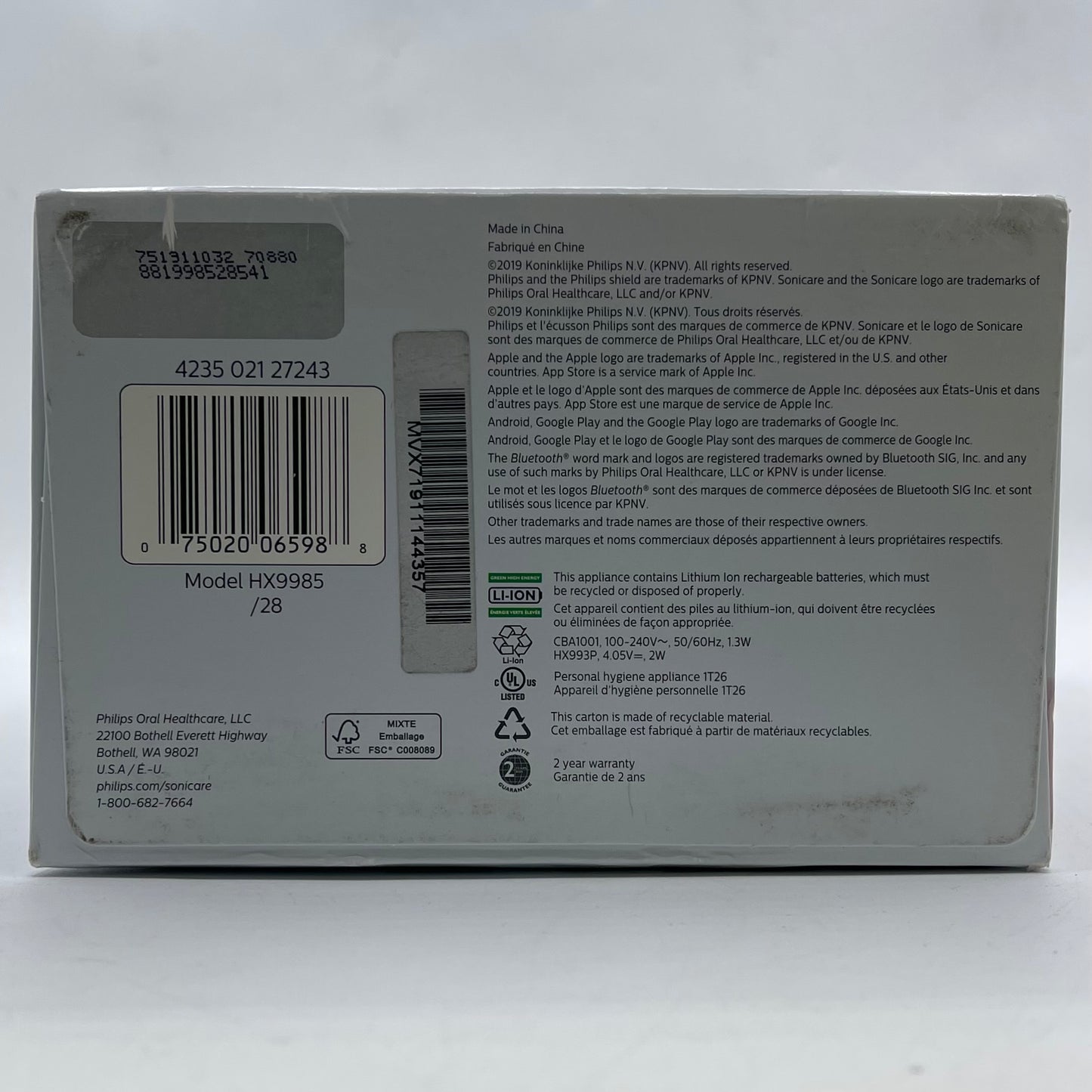 New Philips Sonicare 9400 Diamond Clean Smart Power Toothbrush HX9985/28