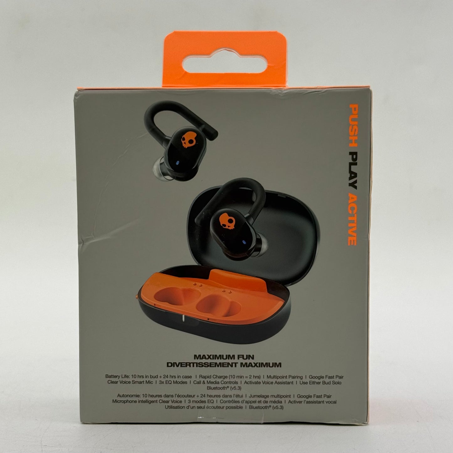 New Skullcandy Push Play Active Wireless In-Ear Bluetooth Headphones Black S2PPW