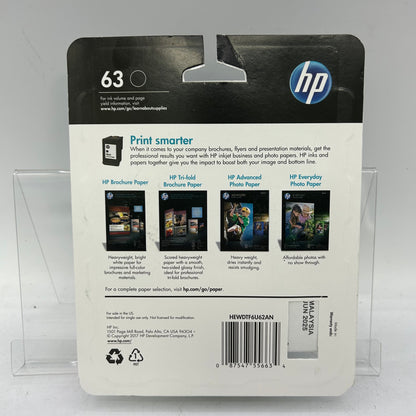 New HP 63 F6U62AN Black Noir Ink Cartridge