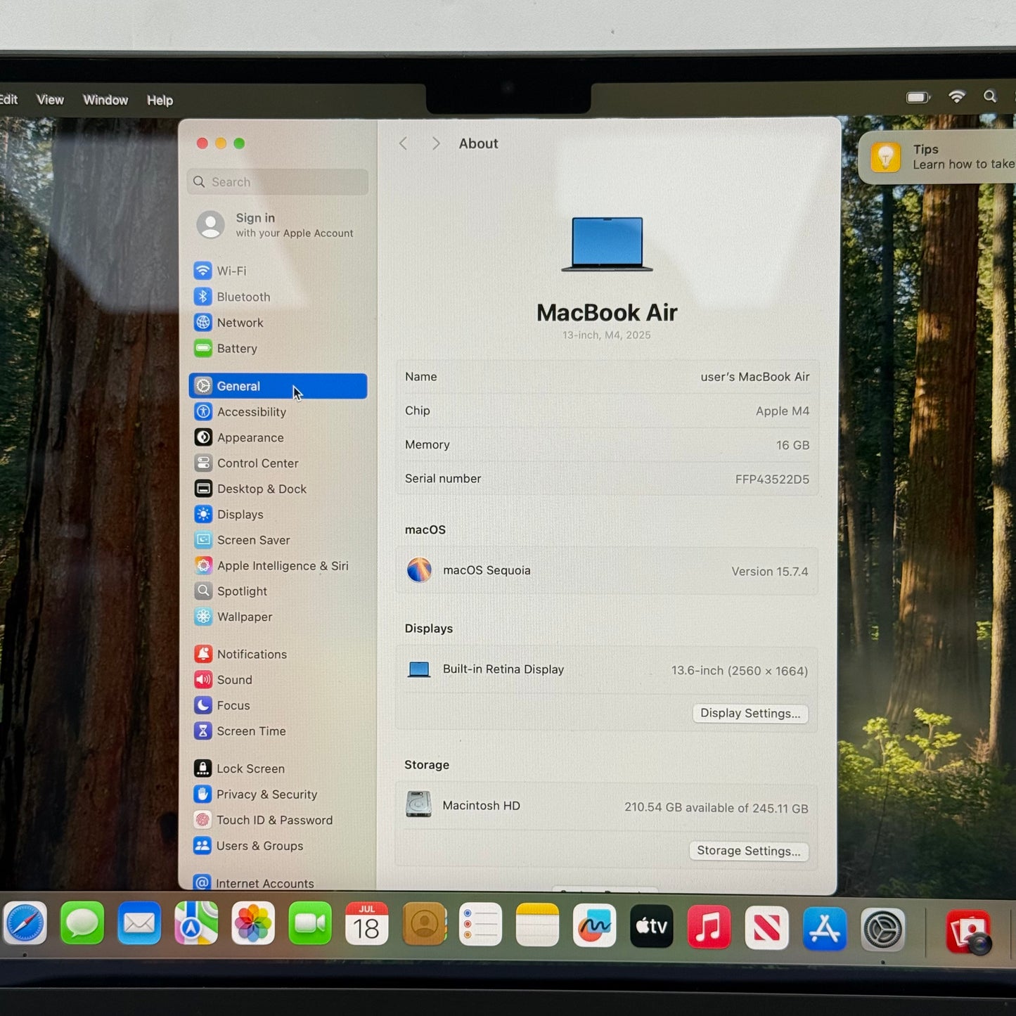 2025 Apple MacBook Air 13" M4 8C GPU 4.5GHz 16GB RAM 256GB SSD A3240