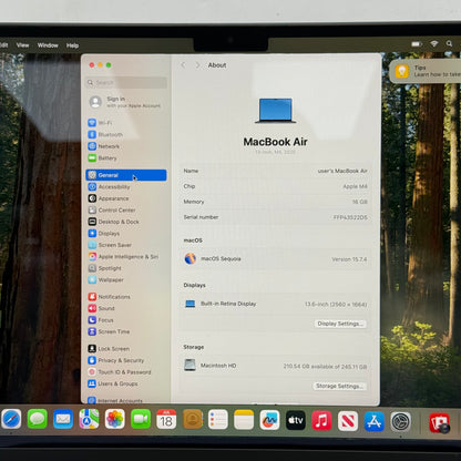 2025 Apple MacBook Air 13" M4 8C GPU 4.5GHz 16GB RAM 256GB SSD A3240