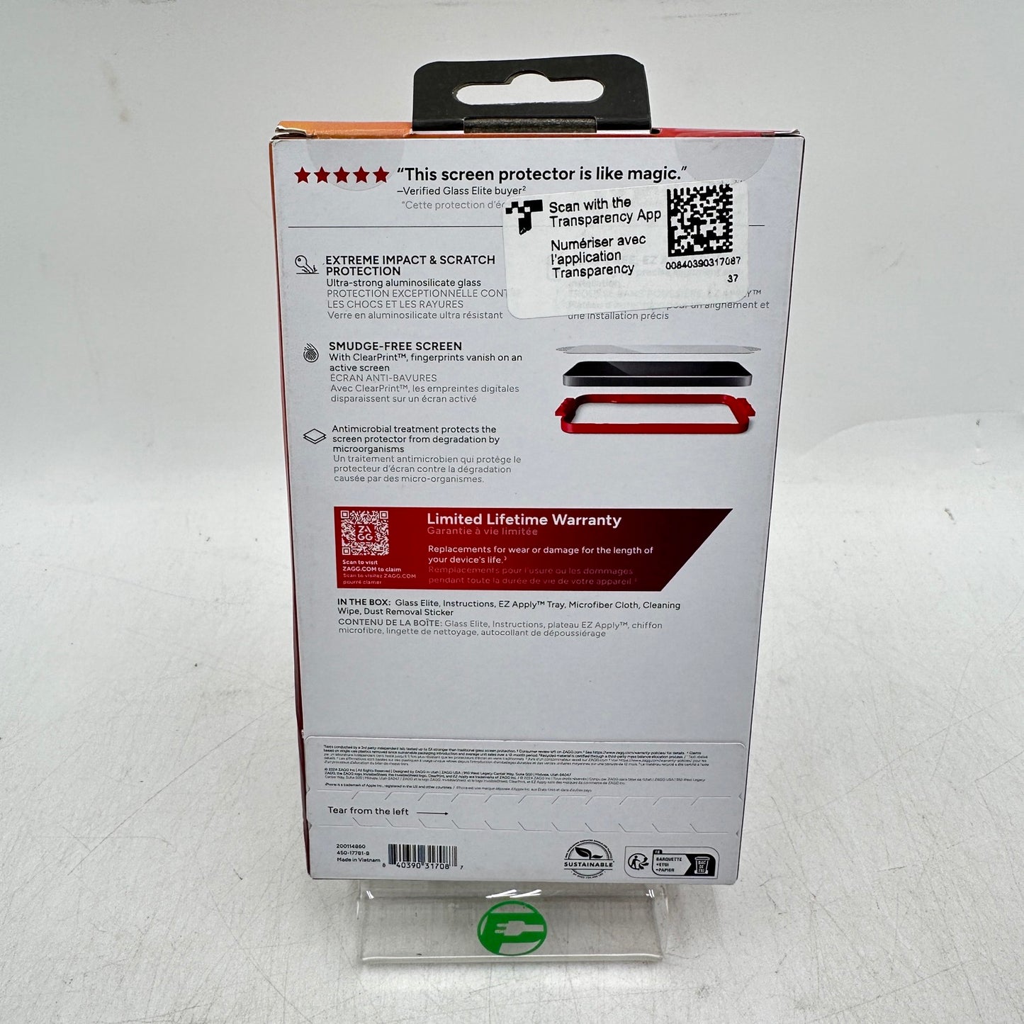 New Zagg Glass Elite Perfect Fit Tempered Glass for iPhone 16 Pro 450-17781-B