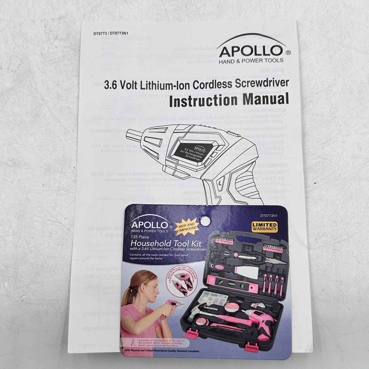 New Apollo 135 Piece Household Tool Kit 3.6V Tool Kit