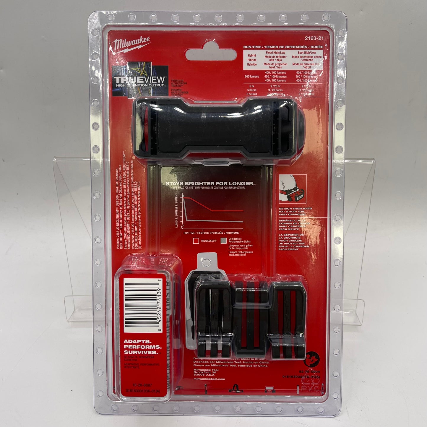 New Milwaukee 2163-21 Redlithium Usb 600L Hard Hat HeadLamp