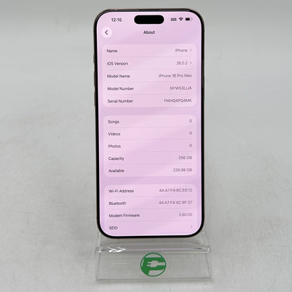 T-Mobile Apple iPhone 16 Pro Max 256GB White MD0E4LL/A