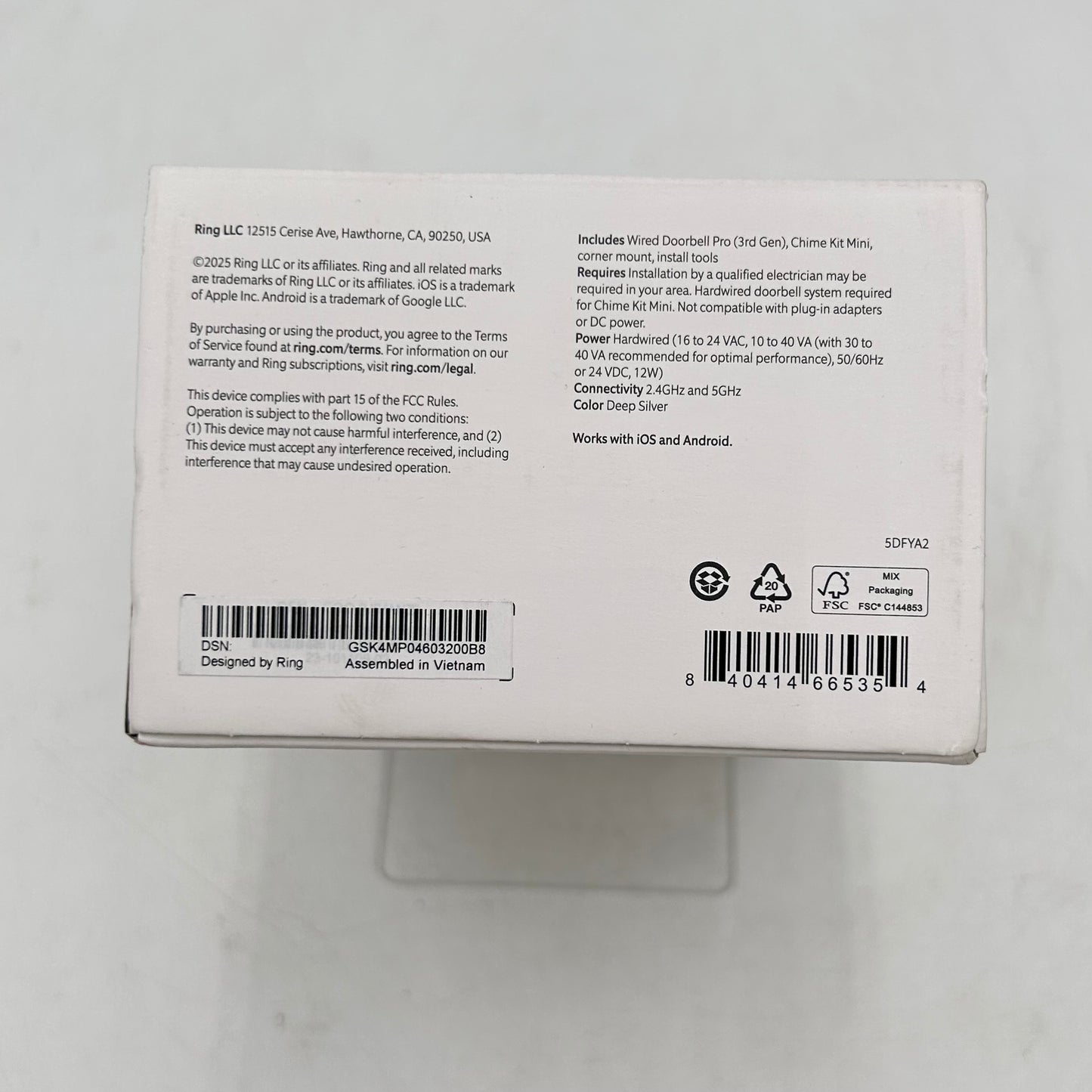 New Ring Wired Doorbell Pro Video Doorbell Black 5DFYA2 3rd Gen