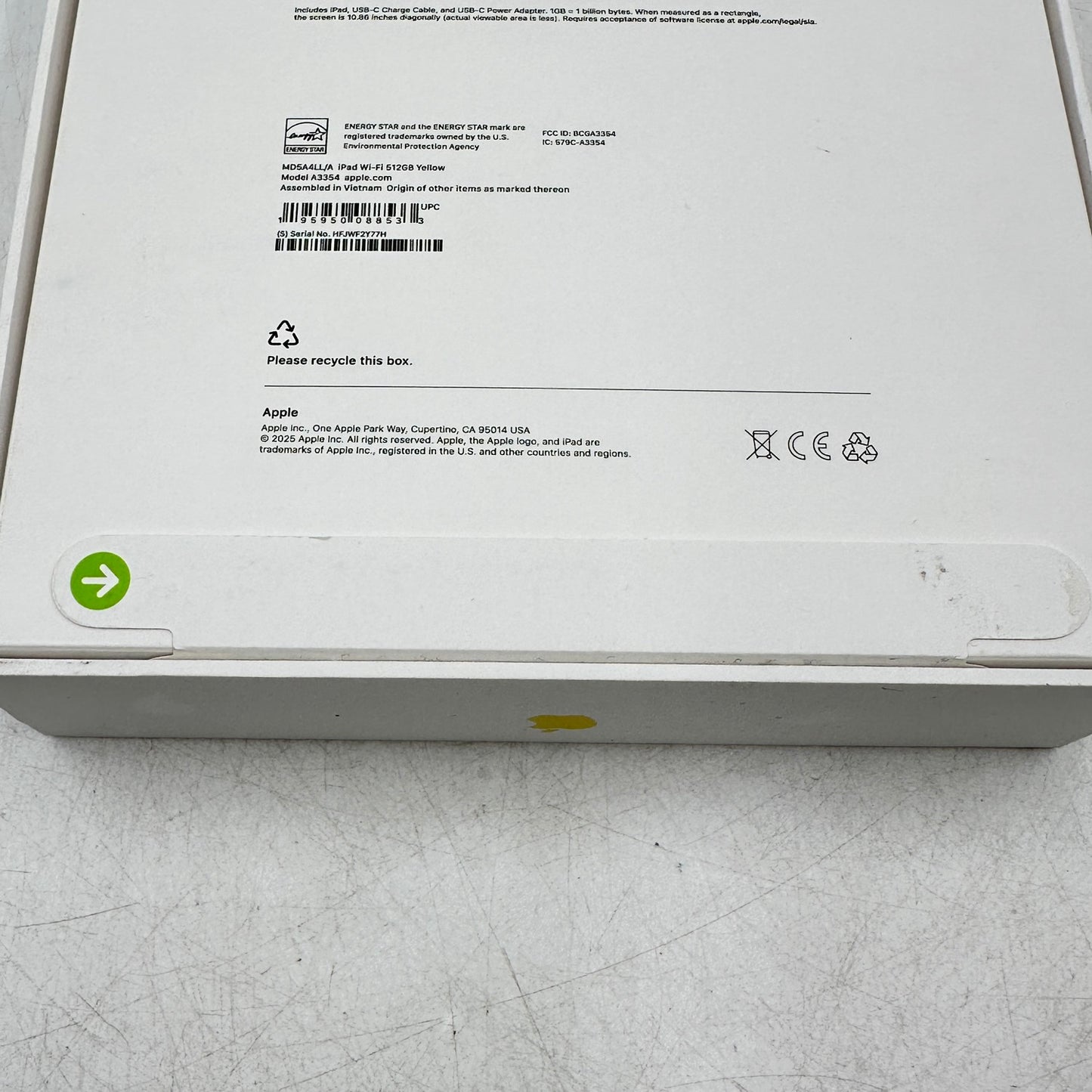New WiFi Only Apple iPad 11" (A16) 512GB Yellow MD5A4LL/A